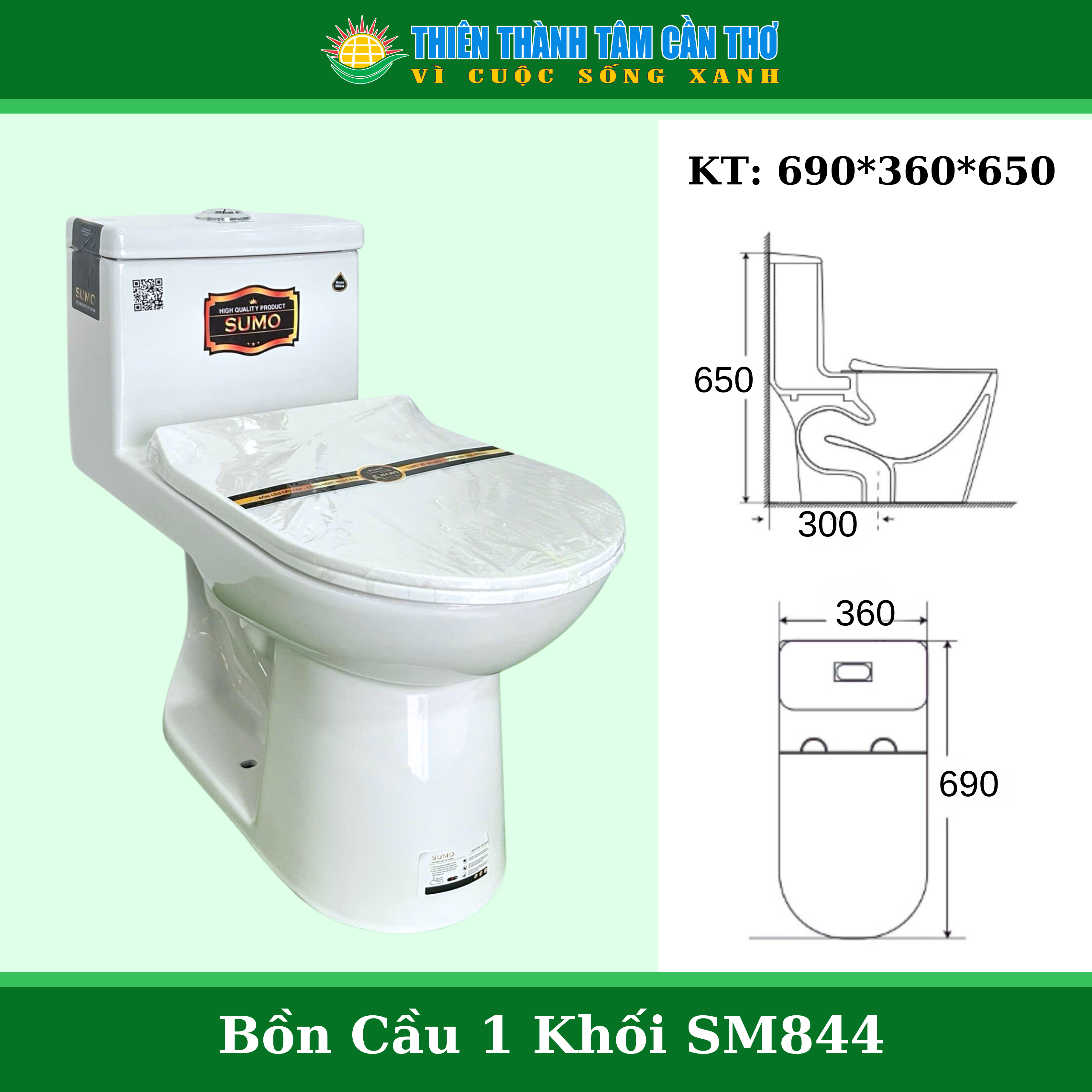 Bàn cầu 1 khối Sumo SM844